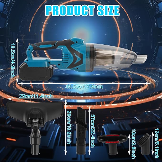 WODHMIEY 20V 11kPa Cordless Handheld Vacuum, Electric Vacuum Cleaner Compatible with Battery, Powerful Suction for Home Car Office Cleaning (with 2 Batteries)