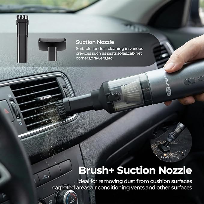 EPROEON EV1396 Cordless Handheld Vacuum Cleaner - 100W 16000Pa Powerful Suction, 14-24min Runtime, Multi-Nozzles & Floor Brush for Home, Car & Narrow Spaces