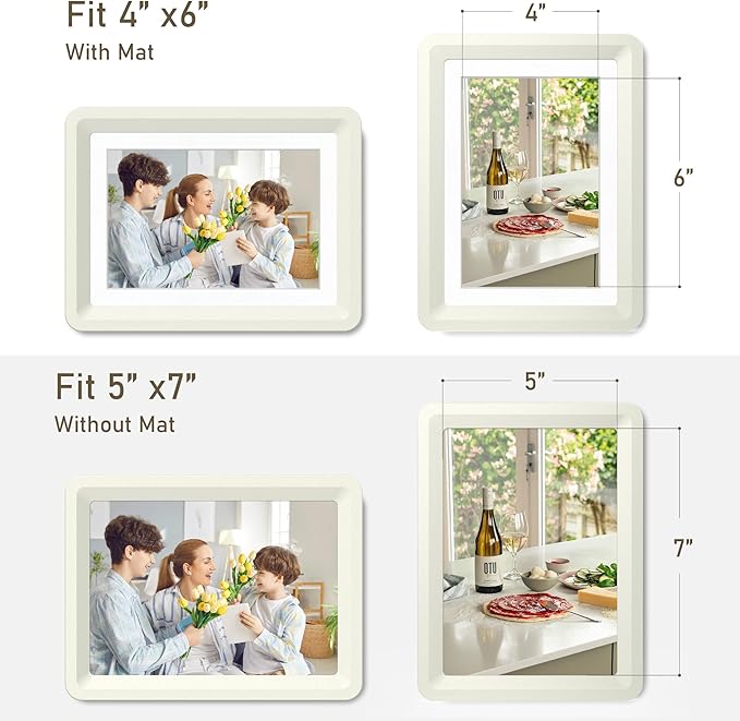 1-Pack 5x7 Picture Frame or 4x6 with Mat – Shatterproof Plastic Photo Frame for Family, Nursery, and Playroom, Wall & Tabletop Picture Frames for Home, Office, Safe & Lightweight Design in Cloud Gray