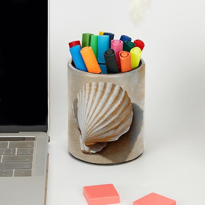 Pen Holder Cup for Desk, _Shell Sand (2) Pencil Cup Holder for Desk Office Pen Organizer