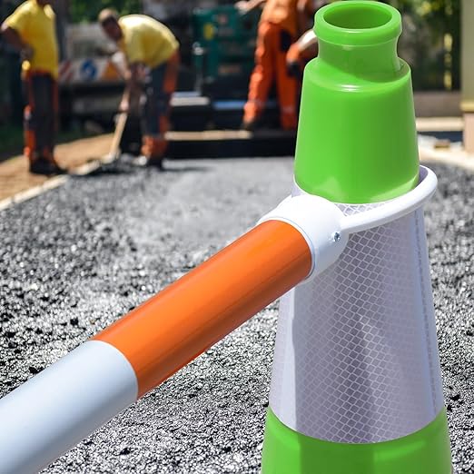 Fluorescent Green PVC Traffic Cones, Heavy Black Base Parking Lot Cone Structurally Stable Weatherproof Road Construction Safety Cones (8, Green, 28" Large)
