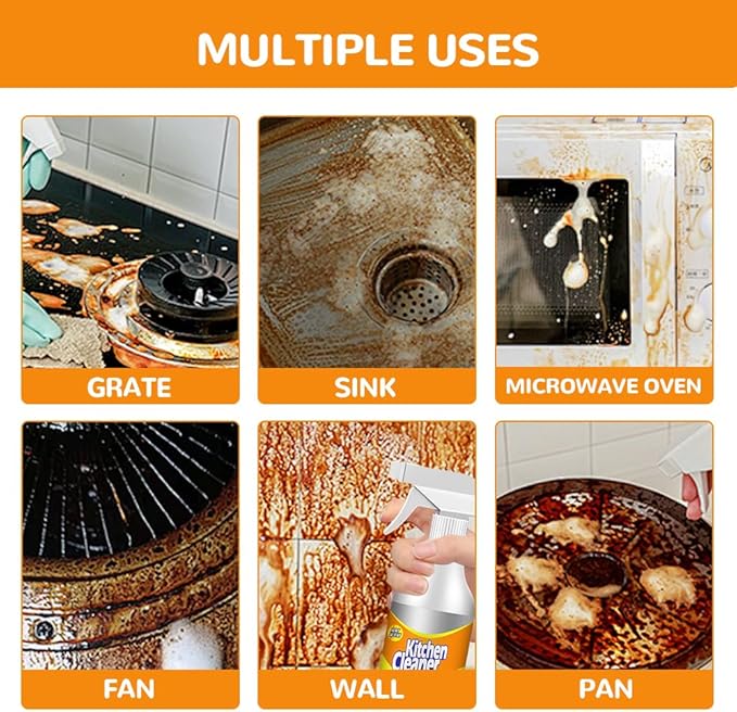 Kitchen Foam Cleaner, 2025 New All-Purpose Cleaner, Portable Grease Remover for Home Kitchen, Durable Stove Cleaners for Restaurant, Easy Clean Pot and Pan Cleaners for Housewife (1)