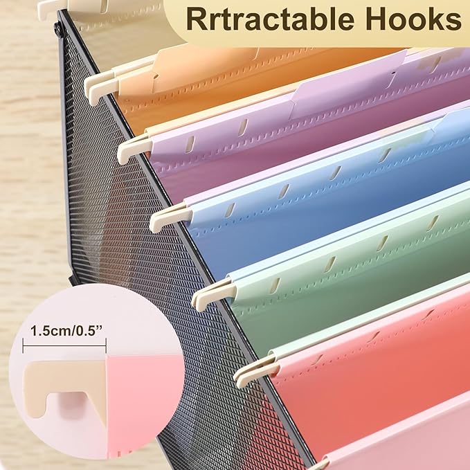 Plastic Hanging File Folders Letter Size,24 Pack Pastel Hanging Folders with Tabs,Heavy Duty for Filing Cabinet,Home and Office File