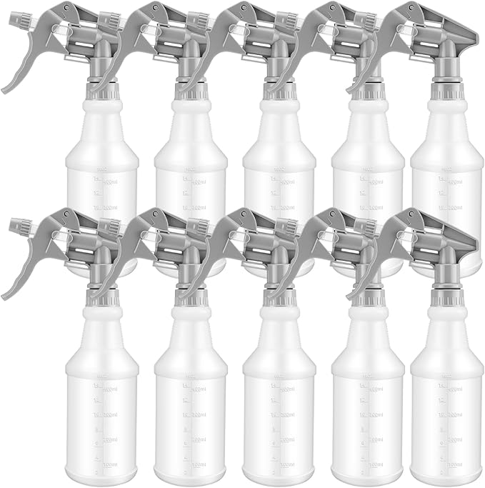 10 Pack Spray Bottles 16 oz Empty Water Spray Bottles for Cleaning Heavy Duty Refillable Squirt ‌container with Measurements Adjustable Nozzle for Household(Gray)