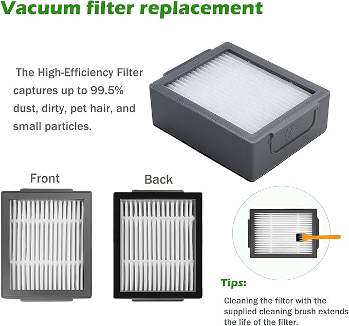 Dovlazm Replacement Parts for iRobot Roomba i7 i7+ i3 i3+ i4 i6 i6+ i8 i8+/Plus E5 E6 E7 J7 i5+j5+ I,E &J Series Vacuum Cleaner,2 Set Roller Brushes 8 Filters 8 vacuum bags 10 Side Brushes