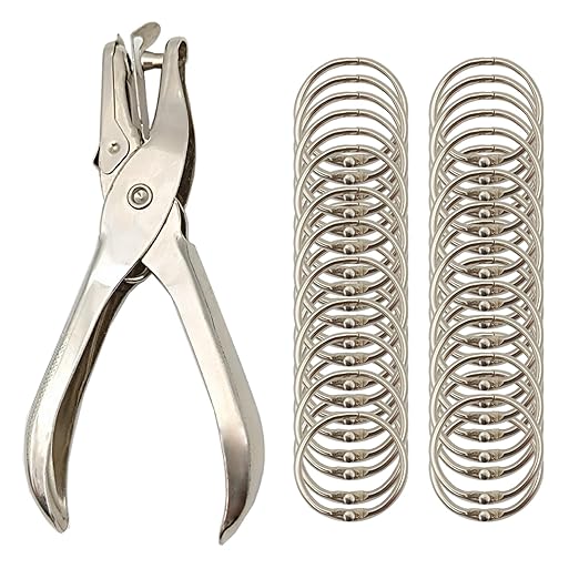(40Pack) Book Rings 1 Inch Binder Rings with Metal Single Hole Punch.Nickel Plated Steel Paper Rings Metal Rings for Index Cards,Flash Card Rings,Silver