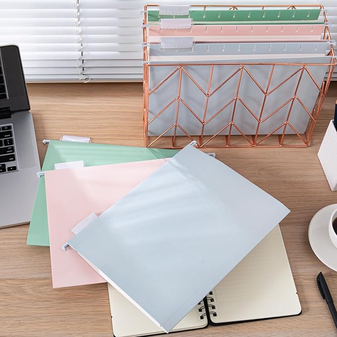 Y YOMA Letter Size - 6 Pack Extra Capacity Hanging File Folders Accordion Decorative Reinforced File Folder Cute Colored Expandable Folder for Office Home with 1/5-Cut Adjustable Tabs, Pastel Color