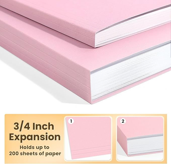 SUNEE 6 Pack Hanging File Folders, Pink Folders, Hanging File Folders Letter Size with 1/5-cut Tabs, Stay Organized for Your Home and Office Bulk File and Documents