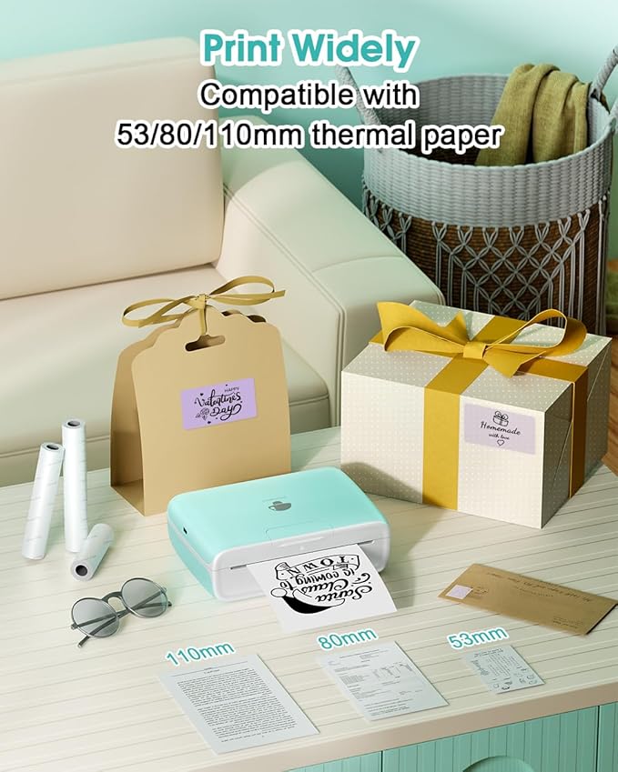 Phomemo M04S Portable Thermal Printer Bluetooth Label Printer, Sticker Note Printer, Support 2/3/4 inch Printing Width, 300 dpi,Compatible with Phones, Computer, Suitable for Labels, Notes, documents