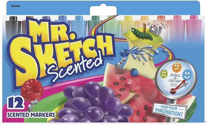 Mr. Sketch Scented Markers, Chisel Tip, Assorted Colors, 12 Count