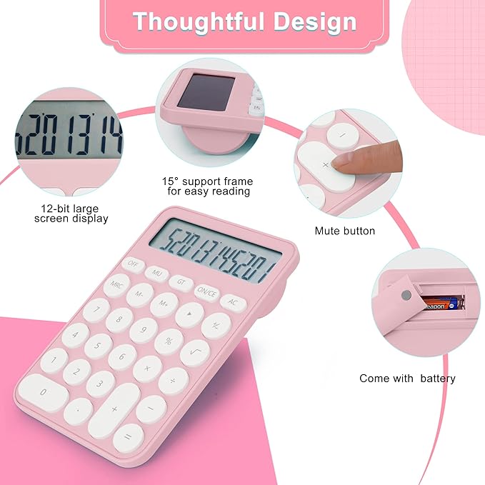 Standard Calculator 12 Digit,6.2 * 4.2in Desktop Large Display and Buttons,Calculator with Large LCD Display for Office,School, Home & Business Use,Automatic Sleep,15 °Tilt Screen