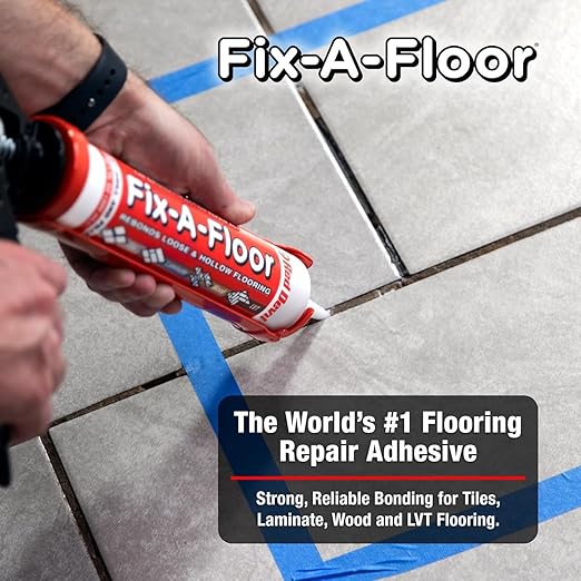 Original Fix-A-Floor Loose Tile Repair Adhesive for All Tile, Ceramic, Marble, Stone & Wood. Custom Tip for All Grout Sizes 10.1 oz-Pack of 2 *for Best Results Use The Proven Power of a Caulk Gun*