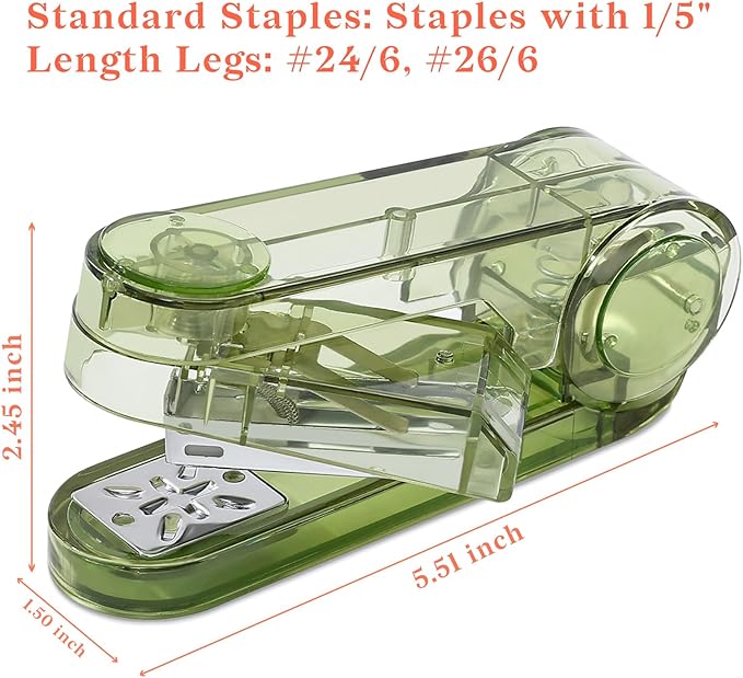 Temiary Swing-Arm Swivel Stapler with 400 Staples, 360 Degree Rotate Desktop Staplers for Booklet or Book Binding, 25 Sheet Capacity for Desk Classroom Office Supplies (Green)