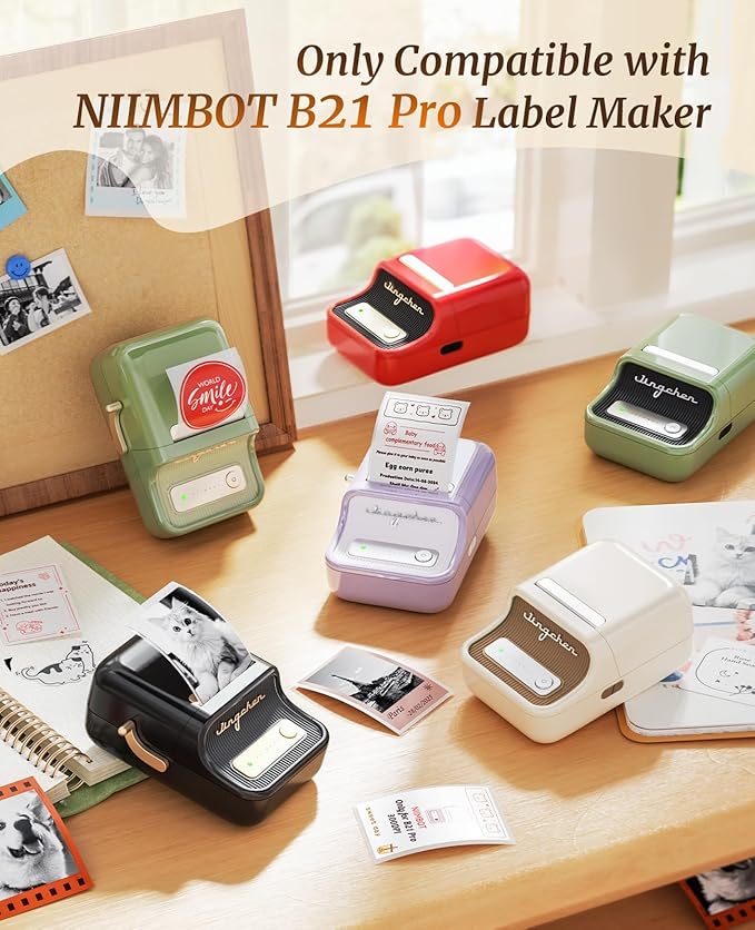 NIIMBOT B21 Pro Label Maker Refill - 300DPI Red & Black Dual Color Sticker Paper Round (1.18"x1.18"/30x30mm) for School, Office, Retail, Baking & Safety Labels - Compatible with B21 Pro Only