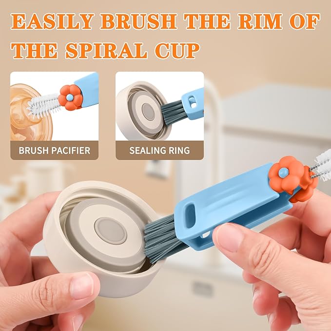 Vanjua 3 in 1 Cup Lid Gap Cleaning Brush Set, Multifunctional Bottle Cleaning Brush, Cup Lid Gap Cleaner, Home Kitchen Crevice Brush Tools (3 Pack)
