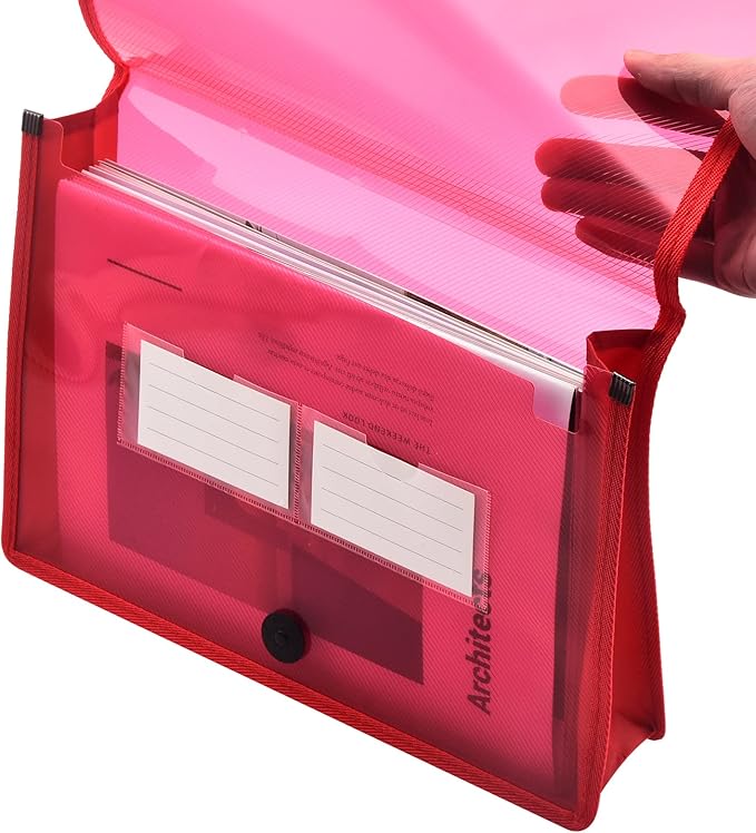 Expanding File Folder Document Organizer with Elastic Cord & Button Closure, Letter Size, 2.8" Expansion, Letter A4 Expandable File Folder for Home School Office Organization, 5 Pack