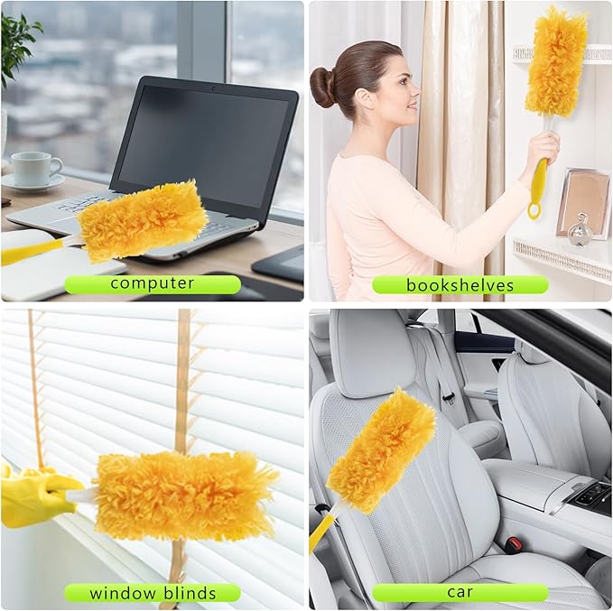 30 Pack Duster Refills for Swiffer Duster,360° Heavy Duty Duster Kit with 1 Handle,Multi-Surface Duster Refills for Cleaning,Unscented&Disposable Electrostatic Microfiber Dusters