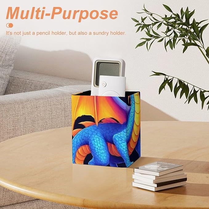 Pen Holder Stand For Desk, Pencil Pen Holder Cup, Desktop Stationery Organizer, Waterproof Multifunctional Office Supplies Colorful Dragon