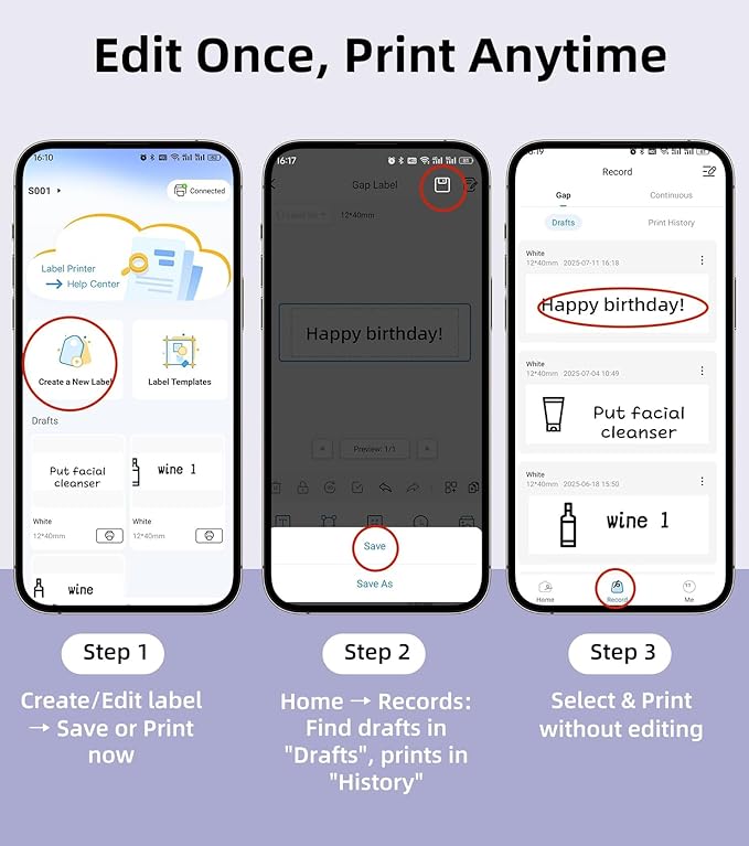 ORGSTA Label Maker Machine with Tape Bluetooth Portable Thermal Labelling Printer for School Home Office Organization, Wireless Mini Labeler S001 Label Machine with Label Sticker Maker, White