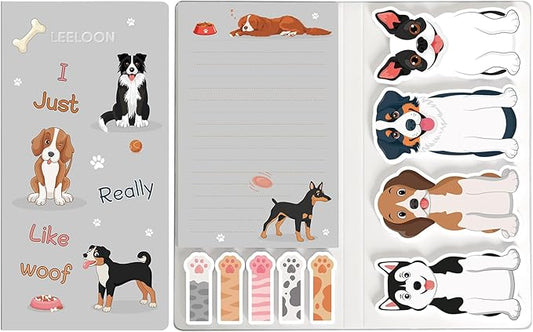 Dog Sticky Notes Set, 420 Sheets Cute Cartoon Animal Dogs Self-Stick Notes Pads Dogs Themed Memo Pads Dog Paw Page Markers Sticky Index Tabs for Home Office School Supplies