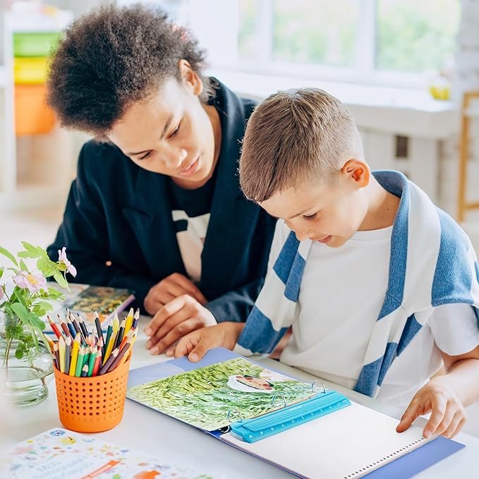 WorkLion Hole Puncher 3 Ring – Blue Portable Metal Hole Punch Single for Binder, 5 Sheet Capacity