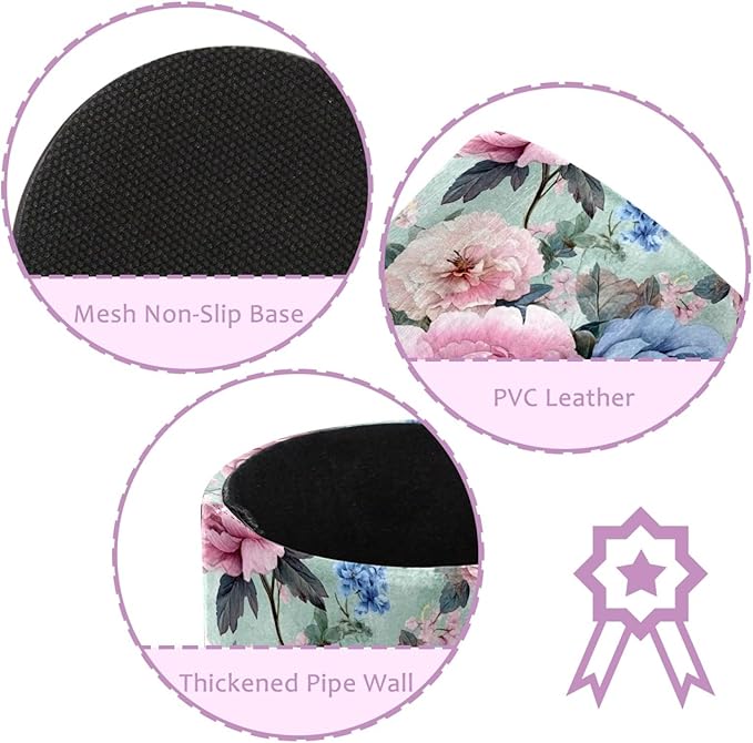 Leather Pen Holder for Desk Classical Vintage Floral Pencil Cup Desktop Organizer Makeup Brush Holders Office Supplies for Home, Kids & School