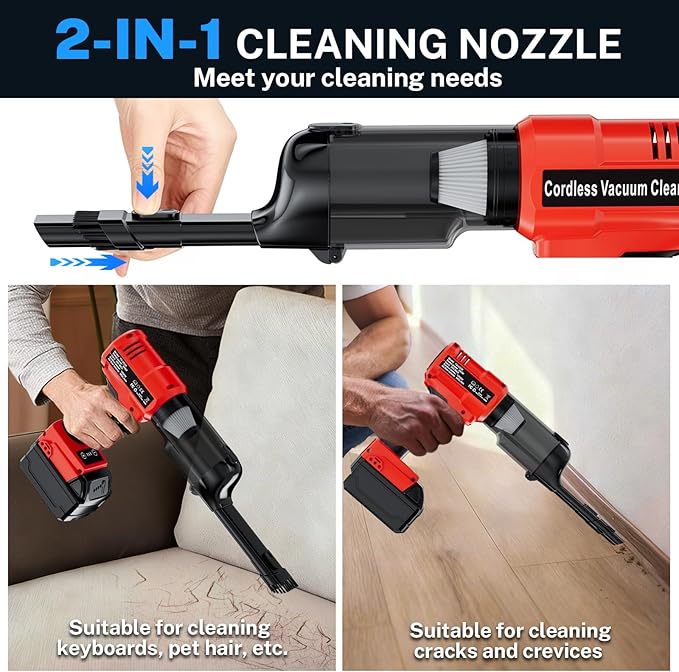 YEX-BUR Cordless Handheld Vacuum for Milwaukee 18V Battery(Tool Only), 240W Powerful Car Vacuum with Brushless Motor, 3-Speed, 5 Filters, Portable Vacuum Cleaner for Home Office Car Pet