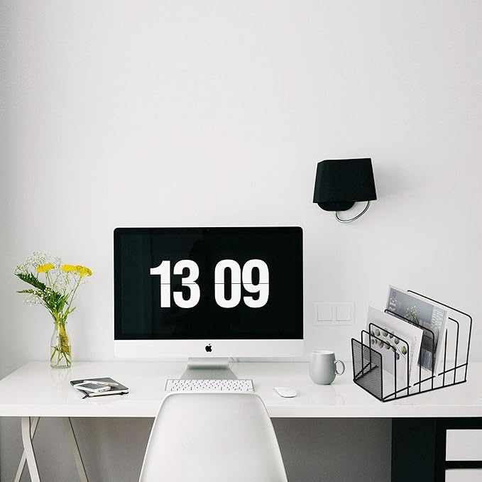 2 Pack Multi Step File Organizer Incline Desktop File Sorter Metal Wire Mesh Step File Letter Sorter, 7 Sections, Black