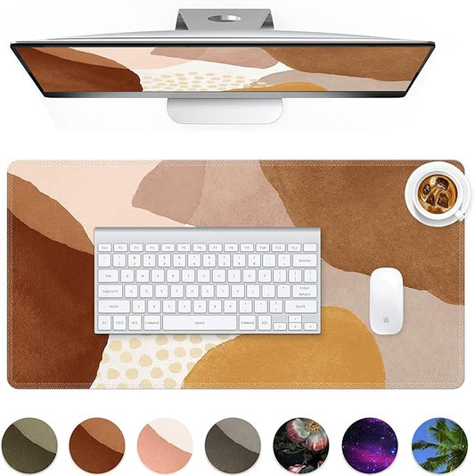 HAOCOO Mouse Pad, Computer Desk Mat, Large Mouse Pad for Desk, XXL Gaming Boho Mousepad Cute for Desktop with Non-Slip Base, Waterproof Laptop Keyboard Mat for Office Home,Boho Brown Tan