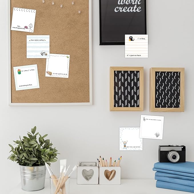 ZCPTZ 9 Pcs Funny Notepads 3" x 3" Self-adhesive Note Pads Fun Memo for Work Office School Home - 450 Sheets Reusable Cute Sticky Notes