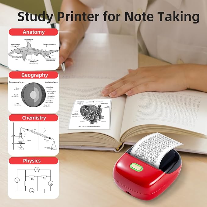 ORGSTA Sticker Printer PrintPods Mini Printer Bluetooth Portable Sticker Maker with 1 Roll Paper Thermal Inkless Label Maker Machine Impresora Portátil Instant Print for Notes, Journal, DIY, Gift