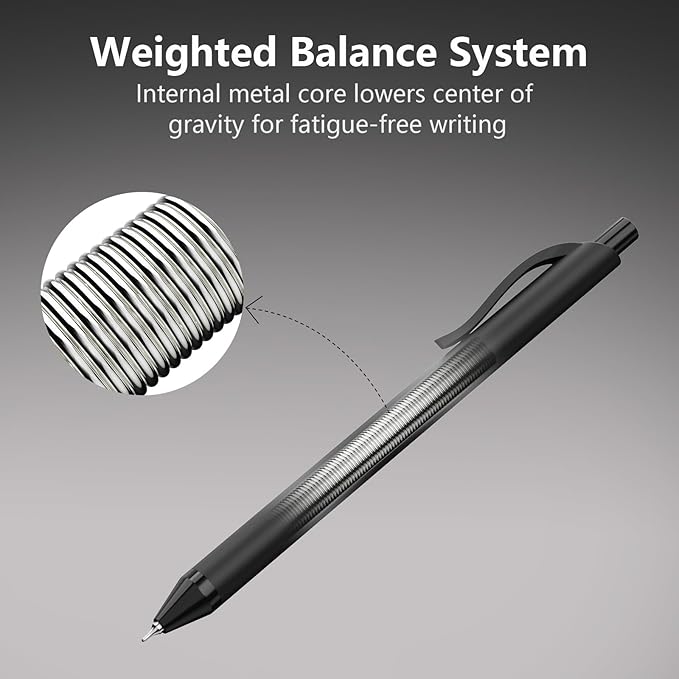 16 Pack Black Gel Pens (0.7mm Fine Point) – Smooth Quick-Drying Ink, Retractable Gel Pen for Writing, Journaling, Note-Taking – Office, School, Home & Work Supplies (16Pcs-Black Ink