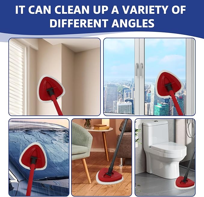 High-PQ Flat Mop Head Replacements, Microfiber Mopping Pads Refills, 6-Pack Spin Mop Pads + 1 Plastic Pad &1 Scrape for Floor, Wall & Ceiling Cleaning - Fits EasyWring & RinseClean Systems
