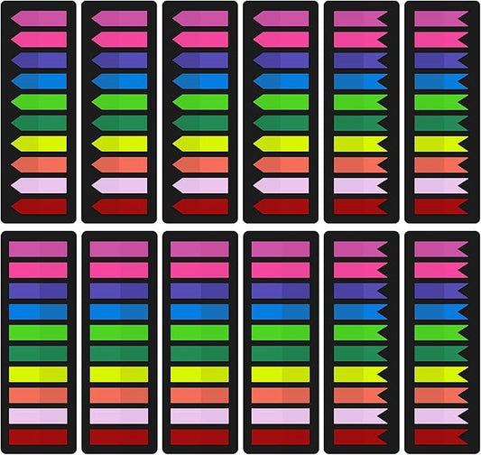 KICNIC 3000 Pieces Page Markers Sticky Index Tabs, Arrow Flag Tabs Self Adhesive, Colored Notes Tab Stickers for Notebook, Documents, Books [10 Colors, 3 Designs] Sticks Securely, Removes Cleanly