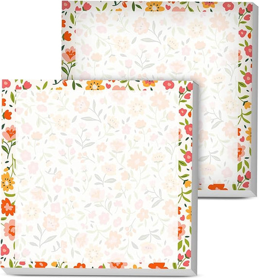 Sticky Notes, 2 Pads, 3x3 inches, Cute Colorful Fun Self-Stick Note Pads, Easy Post, Strong Adhesive Notepad Colorful Flower Field