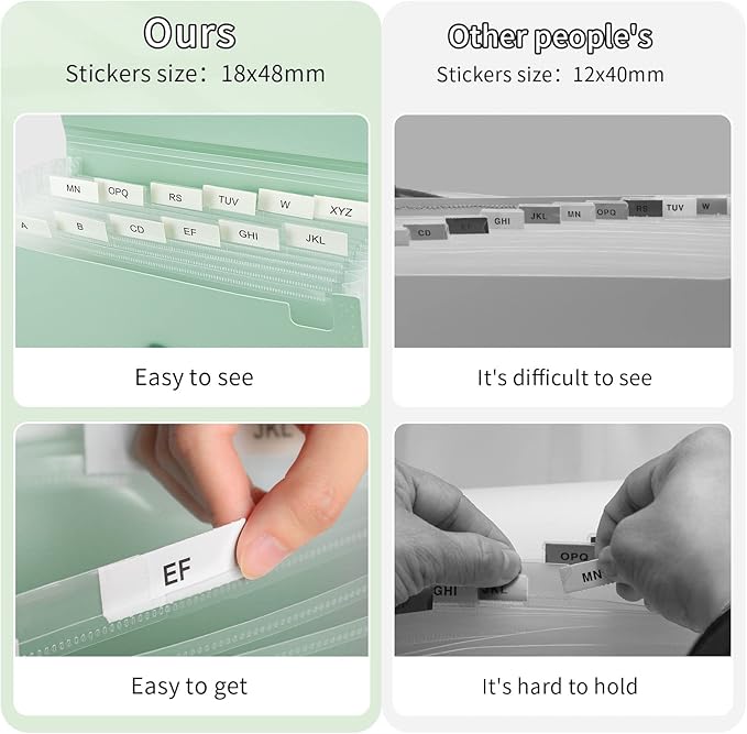 Green Expandable File Folders, Expanding Receipt Organizer, Accordion Folder File Folders, Important Document Organizer, Accordion Folder for Office/School