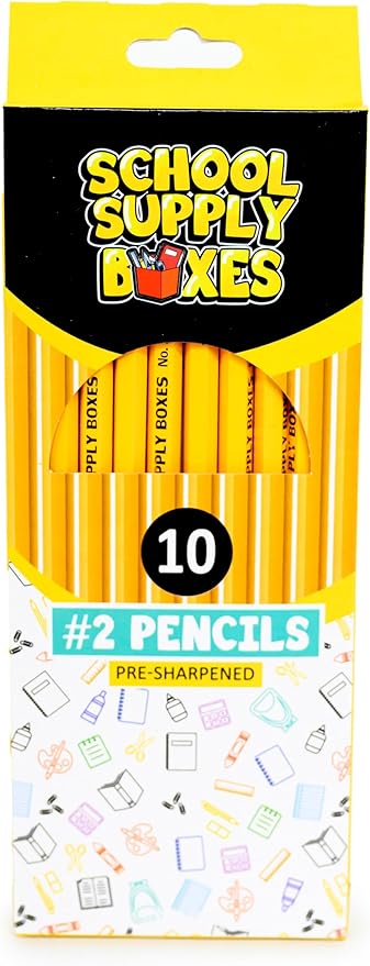 School Supply Boxes | 10 ct. Wooden Pencil Pack | 6 Packs | Pre-Sharpened No. 2 Wooden Pencils | 60 Total Pencils