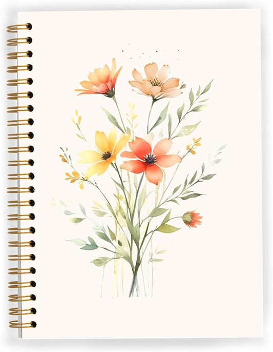 JWVK Vintage Floral Botanical Spiral Notebook, Cottagecore Flower Plant Botanical Notebooks for Note Taking, Rustic Wildflower Aesthetic Journal for Women, 5.5x8.3 Inch