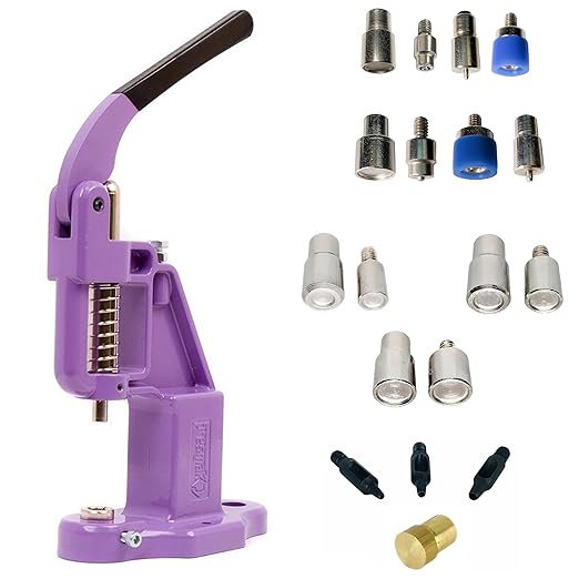 Snaps'N'Rivets Hand Press Kit with 2 Utility Snap Dies and 3 Double Capped Rivet Dies and 3 Hole Punches(Lilac Press)