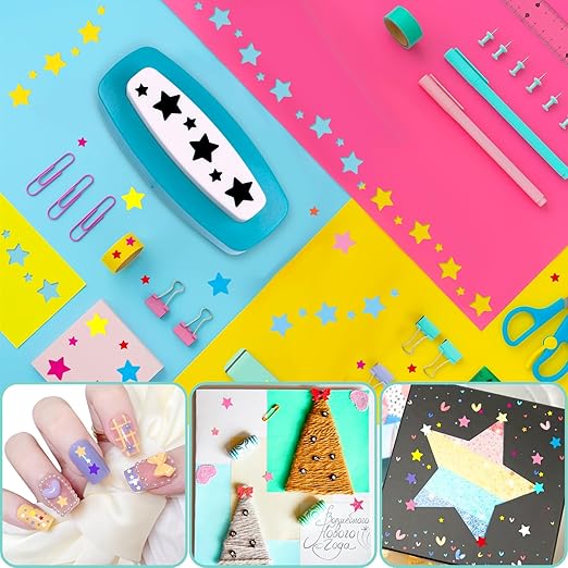 Star Paper Punch, Star Hole Punch for Crafting, Multiple Stars Punches for Paper Crafts, Stars Shaped Hole Punches, Starcut Puncher Crafts Puncher for Card Making, Scrapbooking