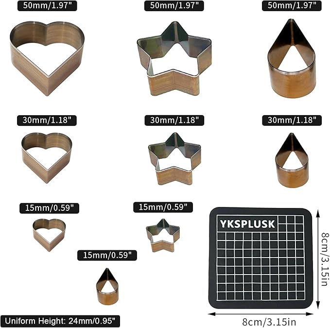 9 Pcs Leather Hole Cutter Tool Set, 3 Sizes Heart Star Water Drop Cutters Tools Kit High Carbon Steel Heart Die Cutters, Leather Hole Punch Cutting Dies Kit for DIY Leathercraft