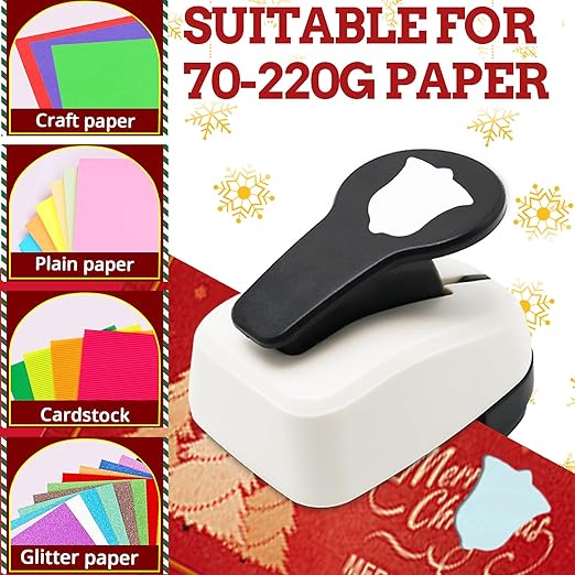 Christmas Punch 1 inch, Bell Punch for Paper Crafting, Bell Shape Hole Puncher for Crafts, Paper Punches for Christmas, Crafts Puncher for Handmade Scrapbook Cards