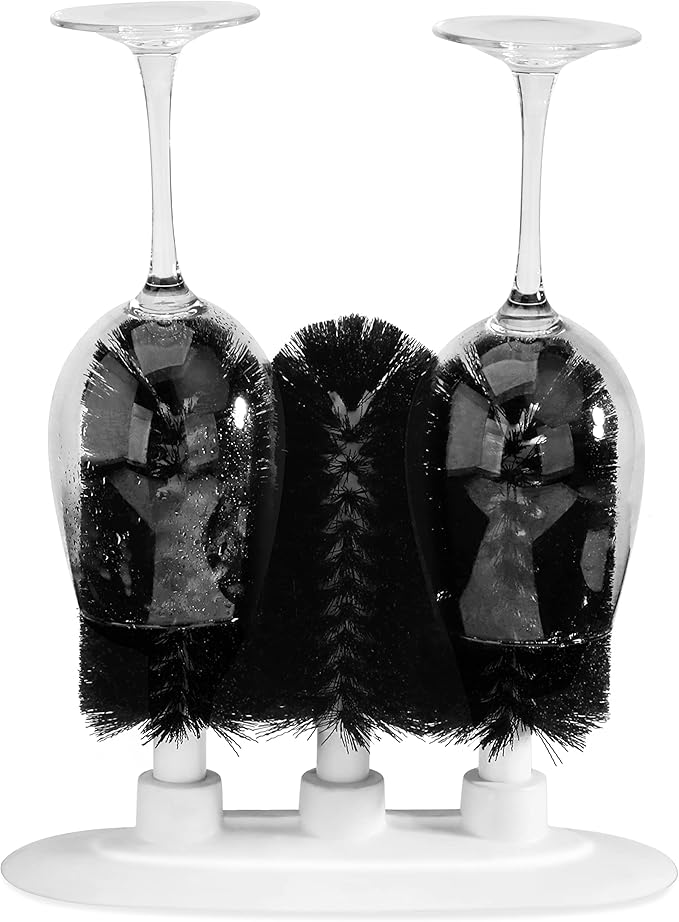 New Star Foodservice 54484 Triple Brush Bar Glass Washer - 3 Brushes - Suction Base, Non-Battery