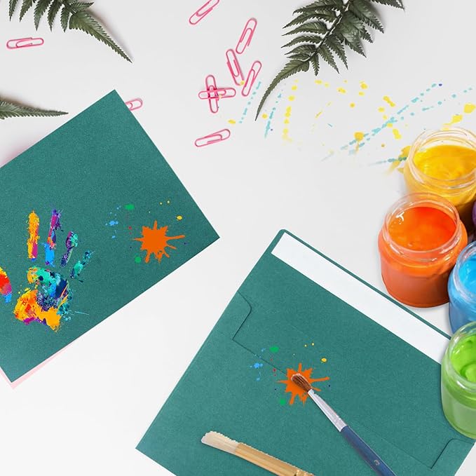 A7 Self Seal Envelopes, 50 Pack 5x7 Envelopes for Invitations, Greeting Cards, Mailings, Printable Invites, Weddings, Parties, Photos, Postcards, Standard Letter Size, Green