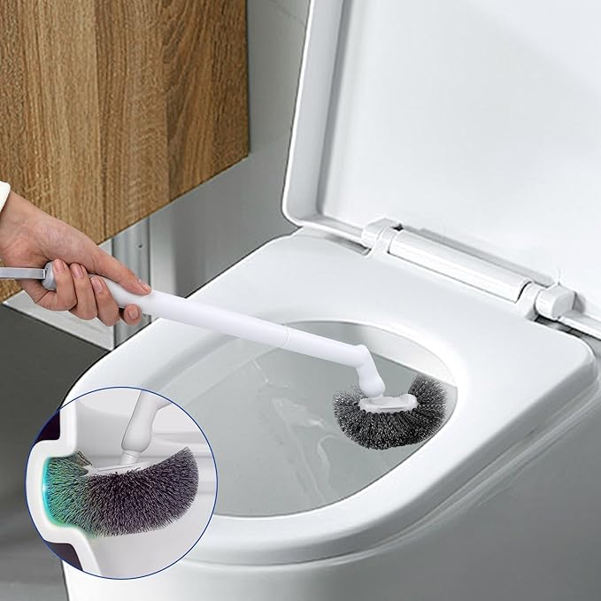 GENERIC Long Handle Toilet Brush Portable Bathroom Cleaning Brush,Assembled,Wall Mounted,No Dead Angle Cleaning,Household Cleaning(Gray)