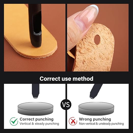 WUTA 8 Size Oval Leather Hole Punch,Carbon Steel Belt Hole Puncher, Leather Hand Punching Tool for Leathercraft Working