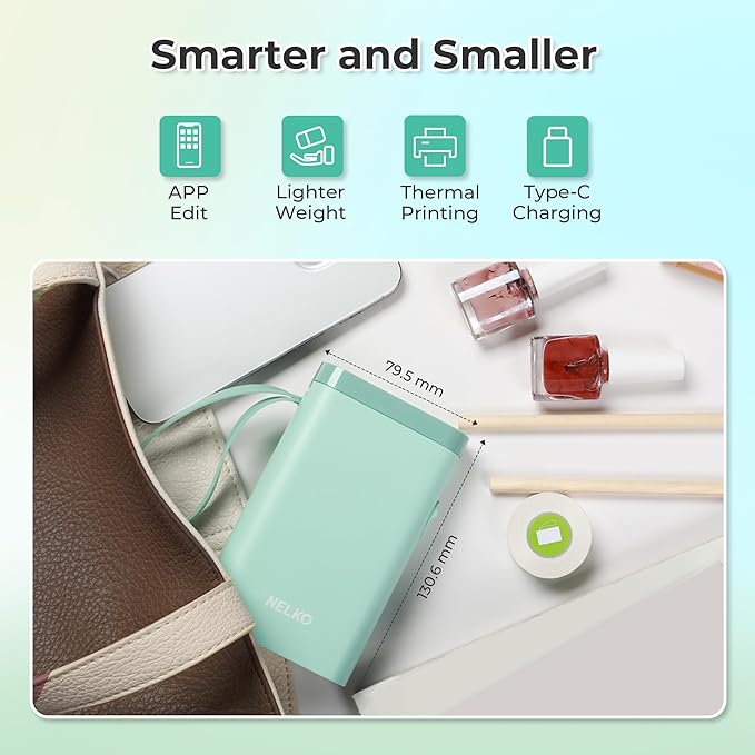Nelko Label Maker Machine with Tape, P21 Bluetooth Label Printer, Wireless Mini Label Makers with Multiple Templates for Organizing Office Home, Green