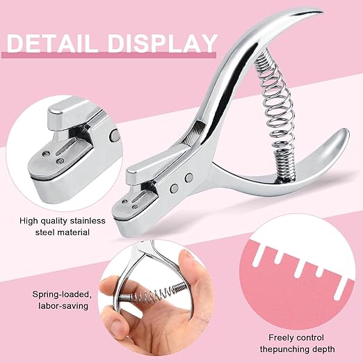 Rongon Pattern Notcher Paper Hole Punch Designer Tailor Sewing Plier with Spring Pattern Making Tool for Leathercraft, Paper Art, DIY Projects (Design Edge Tool, Ergonomic Grip) (2Pcs)