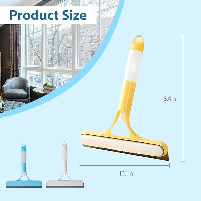 CUNBIYINA 3 in 1 Window Cleaning Scraper Shower Squeegee for Glass Doors Mirror with Sprayer Squiggy for Windshield Cleaner Tool Washing Spray Home Floor Scraper(Blue:Long Style)