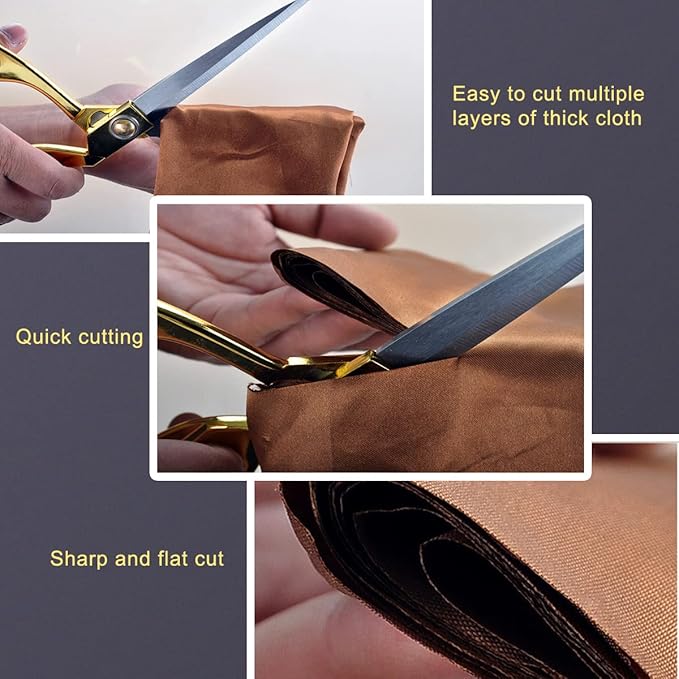 Ribbon Cutting Scissors 10.5" Stainless Steel Gold Scissors for Ribbon Cutting Ceremony Heavy Duty Fabric, Cardboard, Sewing & Tailoring